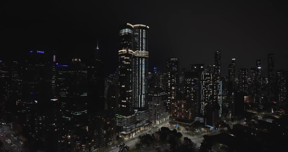 Illuminated skyscraper at night in metropolitan city