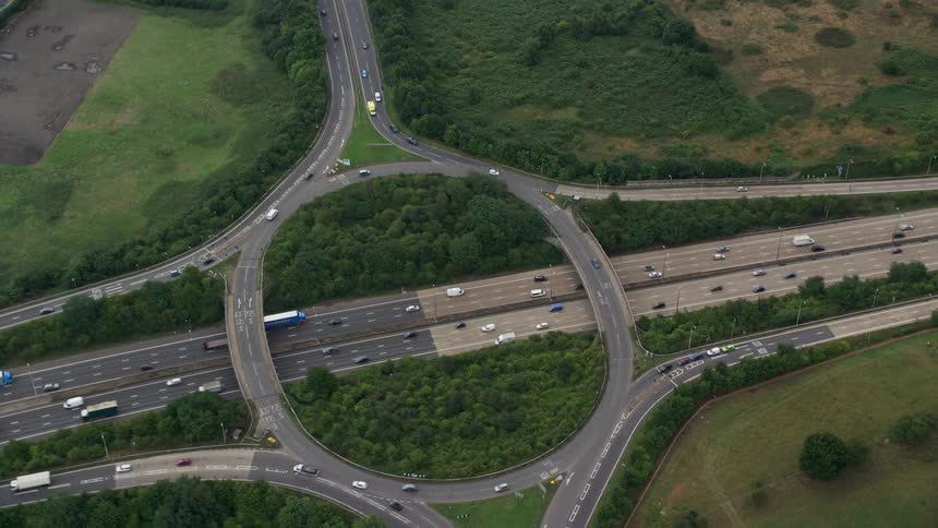 Two highways intersecting through a circular overpass