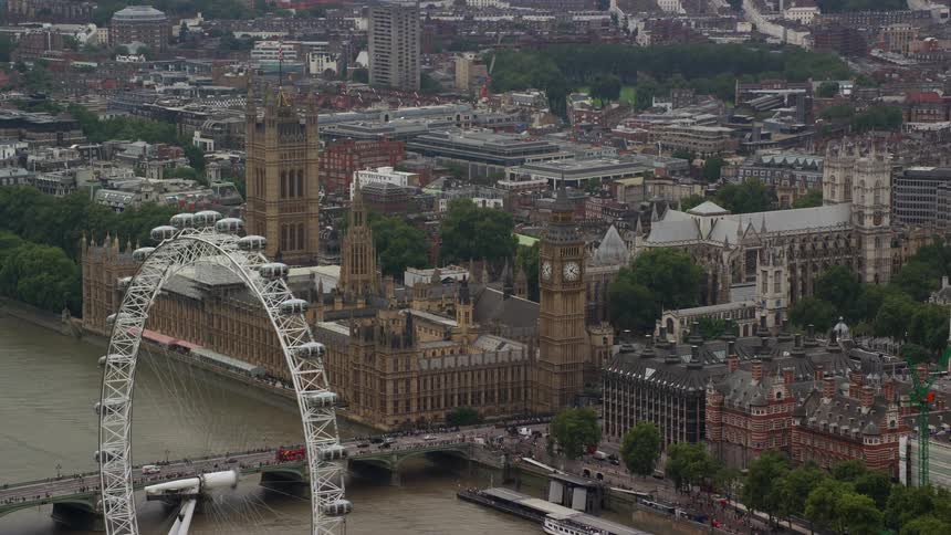 Traffic crosses the thames near westminster palace
