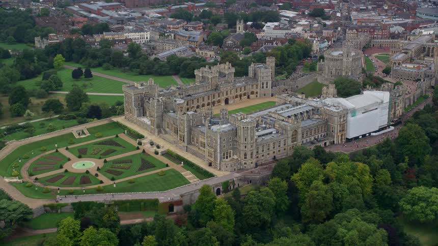 Aerial view of windsor castle in england