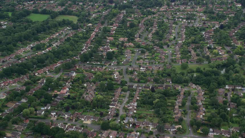 Fields separate residential neighborhoods