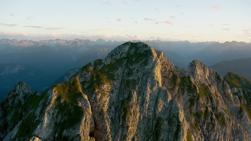 Mountain peaks at sunset