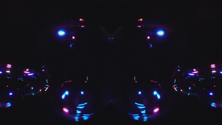 Reflective mirrored neon bubbles change shapes