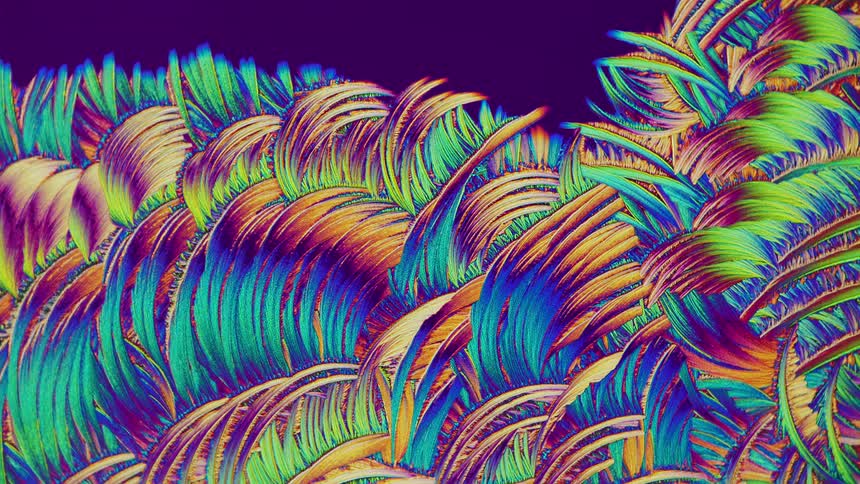 Abstract patterns of crystals from salicylic acid under microscope