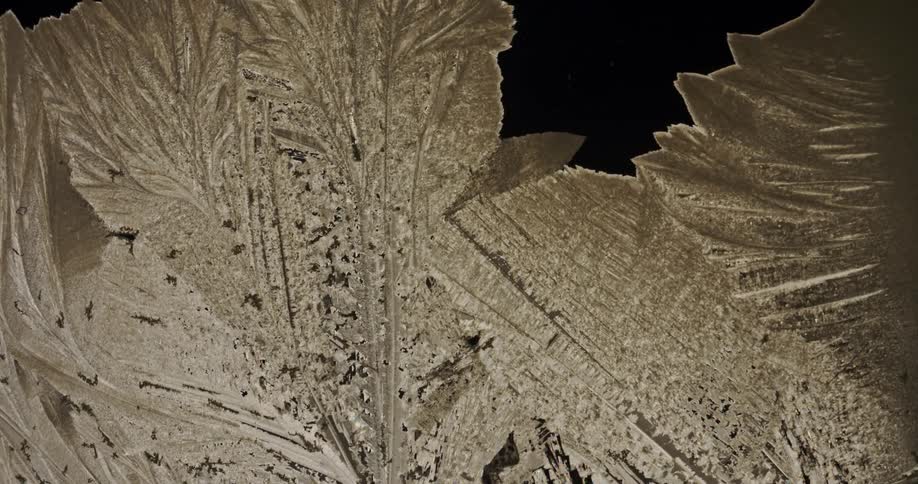 Microscopic view of sulfur crystals forming