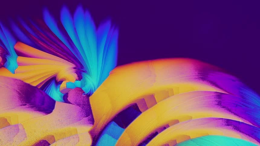 Abstract patterns of crystals from salicylic acid under microscope