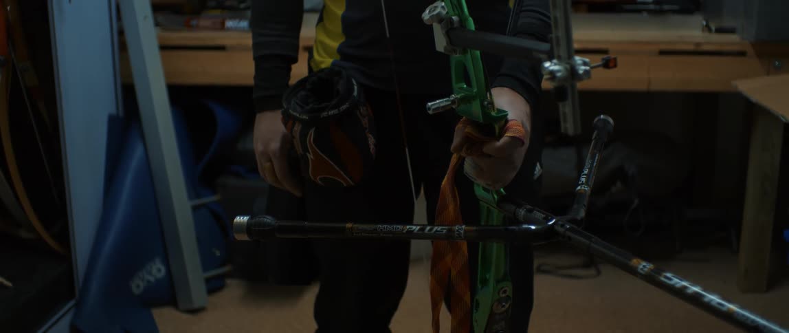 A person is holding a bow