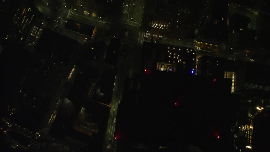Aerial view of a metropolis at night