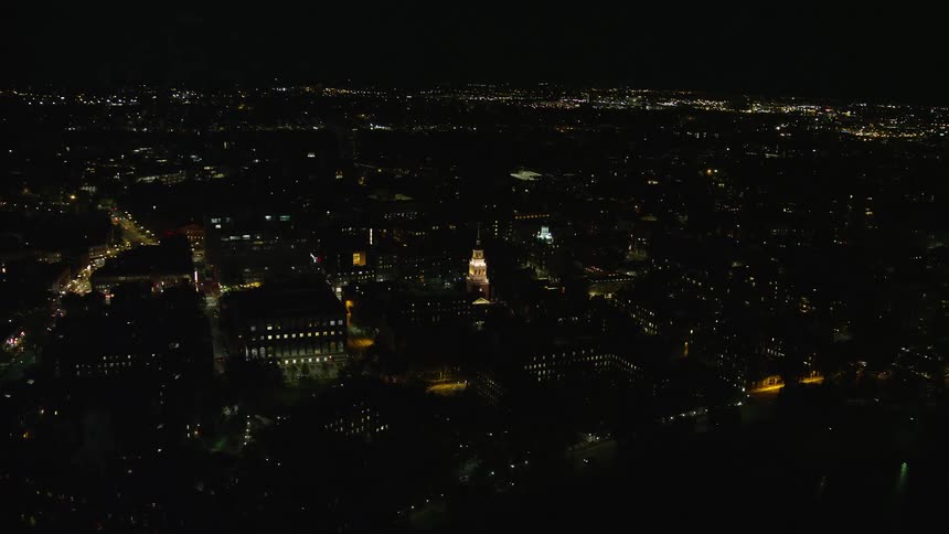 Aerial view of a nighttime metropolis