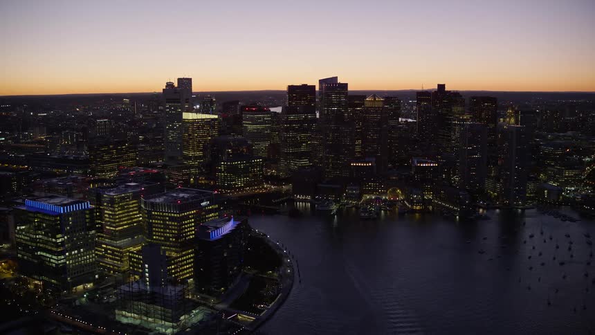 The sun is setting on the city
