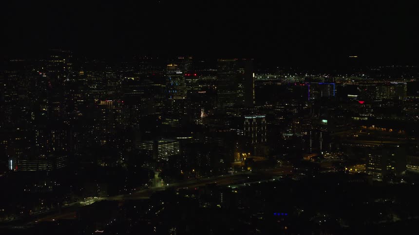 City lights and skyscrapers at night