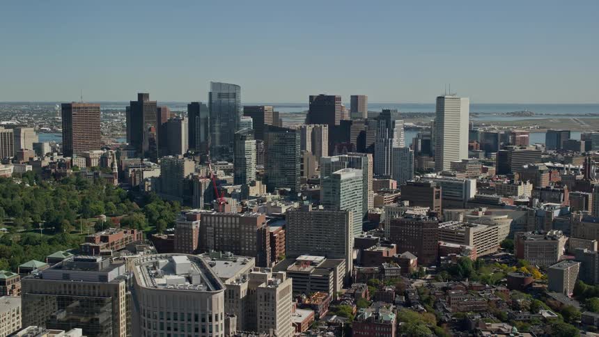 Aerial view of the city downtown at daytime