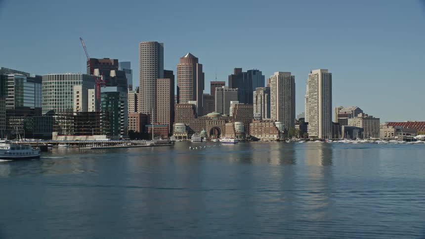 Aerial panorama of a metropolis by the sea