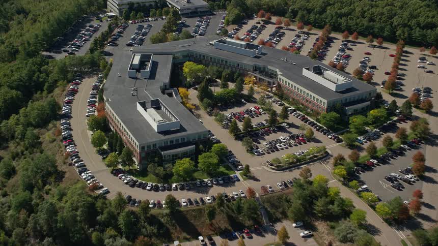 Aerial panorama of a block with a vehicle parking area