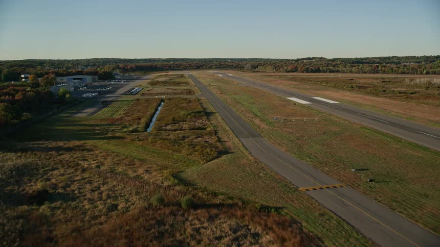 Aerial view of an airport in the countryside