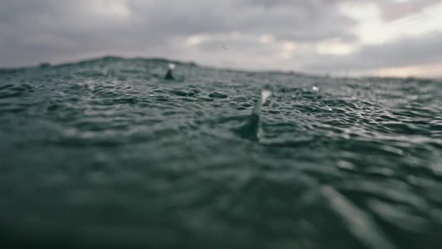 Ocean underwater landscape with rain