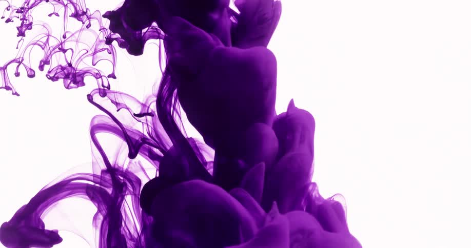 Purple ink flowing downward through still water