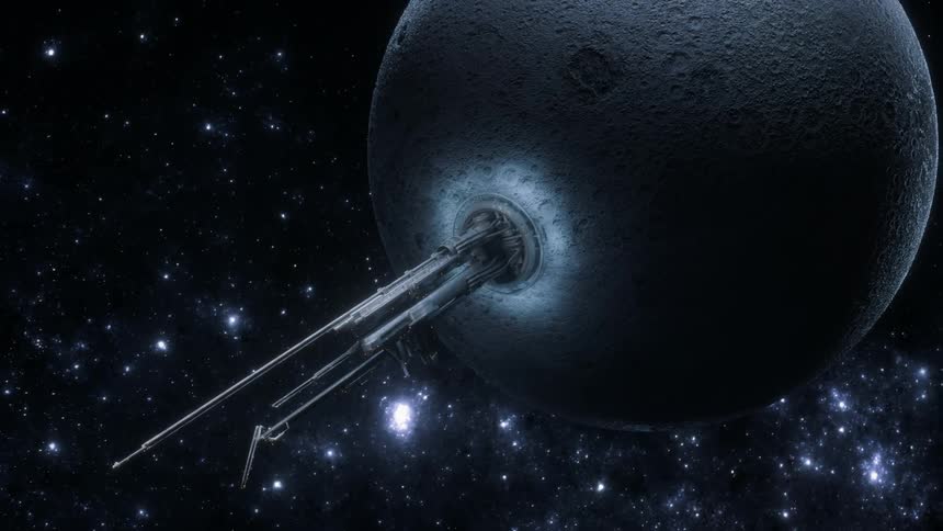 Large antennas built on a moon in space