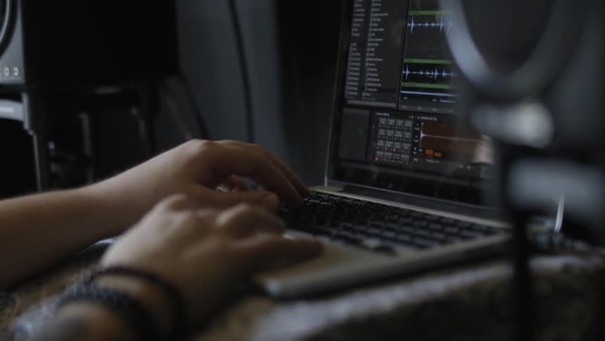 A person is using a laptop