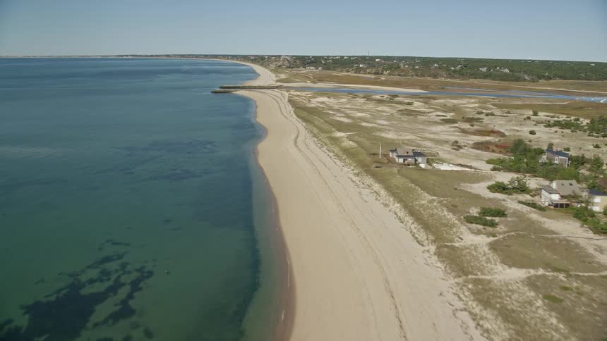 Aerial view of a long beach