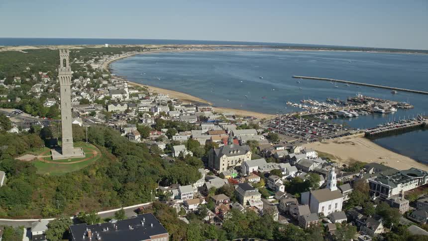 A small oceanfront town on a beach