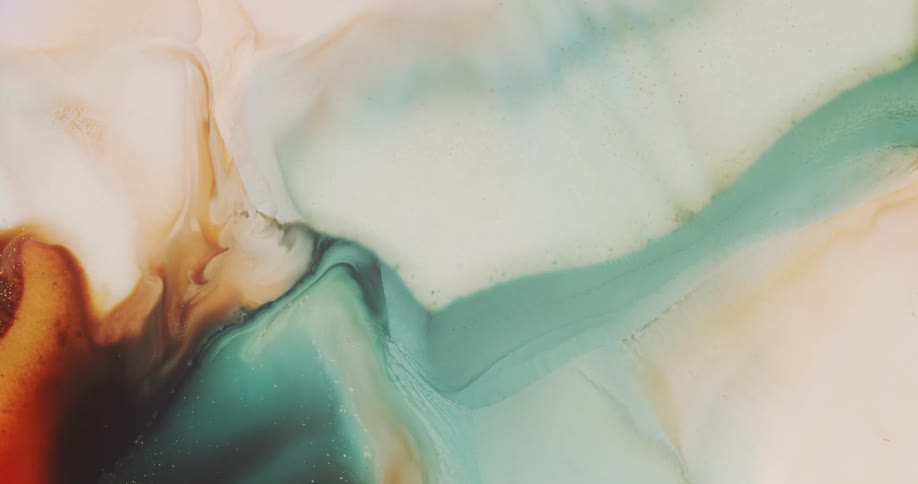Moving abstract liquid ink shapes with gold background