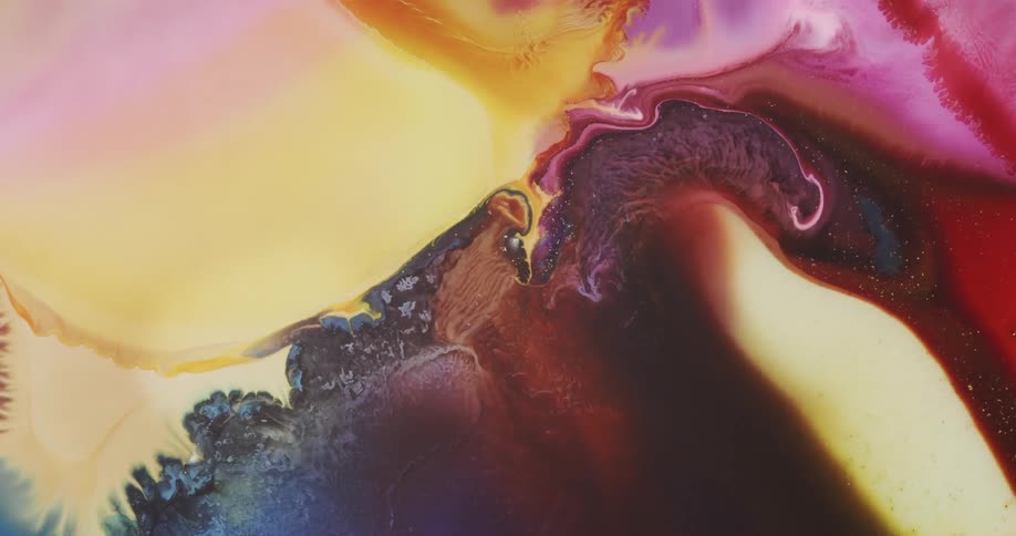 Colorful abstract liquid ink art flowing and mixing