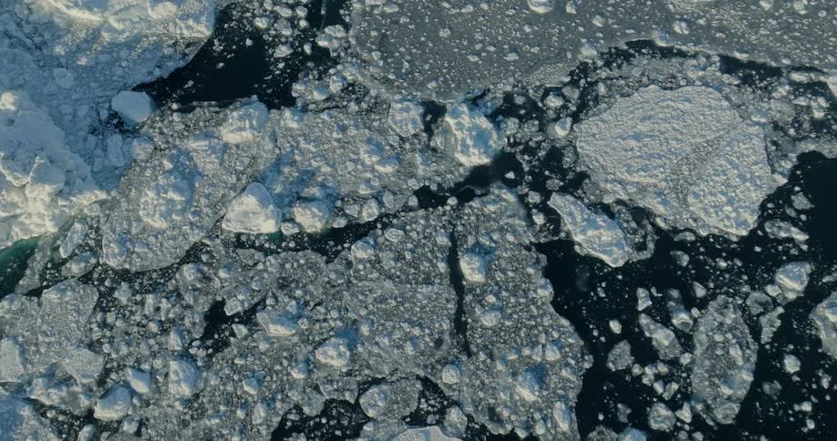 Aerial view of a frozen arctic sea