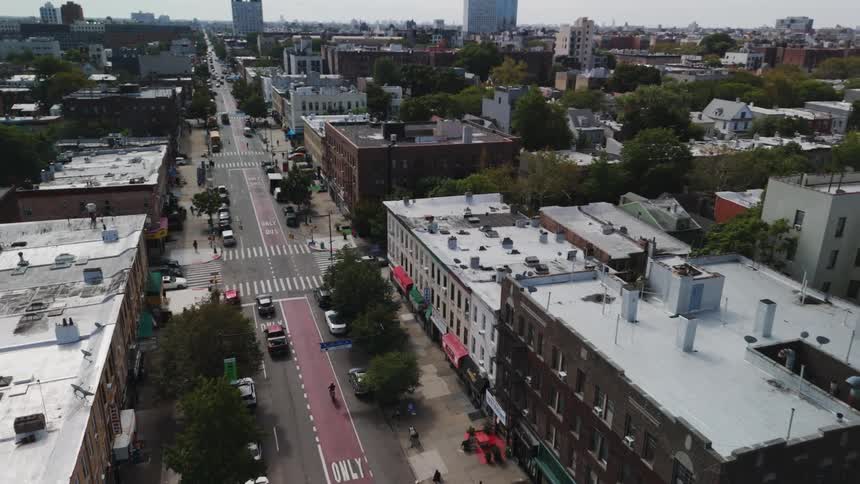 Aerial view of the streets of a residential area in the city