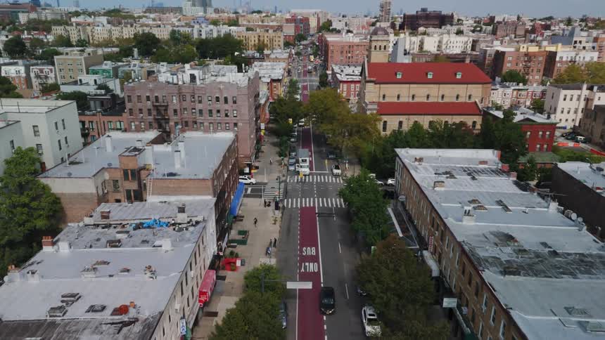 Aerial landscape of a suburban neighborhood on a metropolitan area during day time