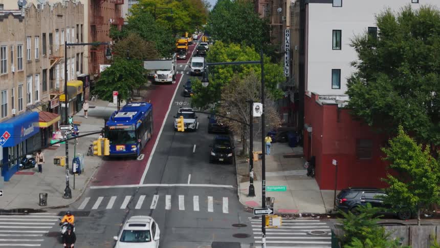 Heavy traffic runs through the city