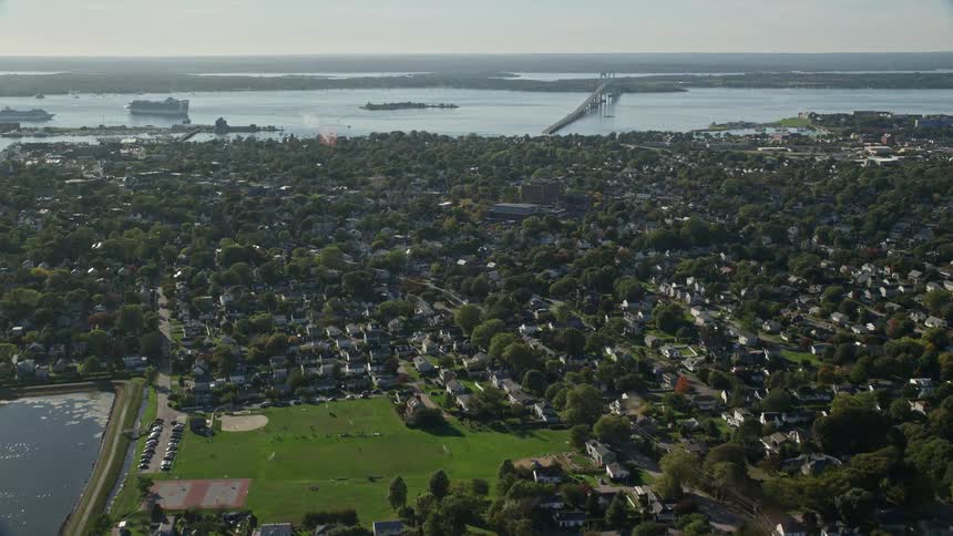 The bridge leads to the suburbs