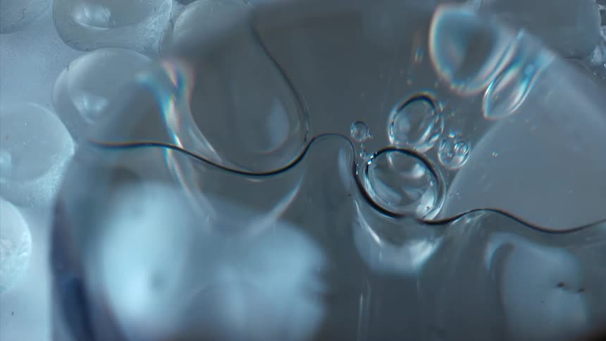 The bubbles and liquid mix