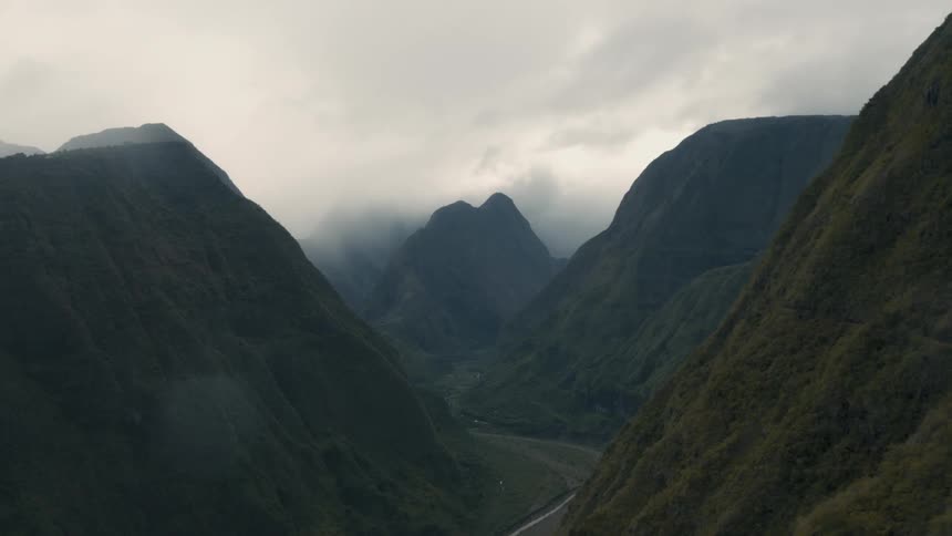 Aerial view of clouds over the mountains