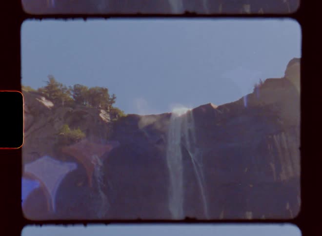 Waterfall on a mountain on a hot summer day