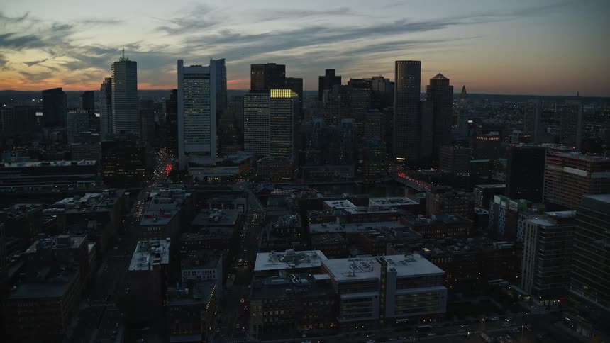The sun is setting on the city