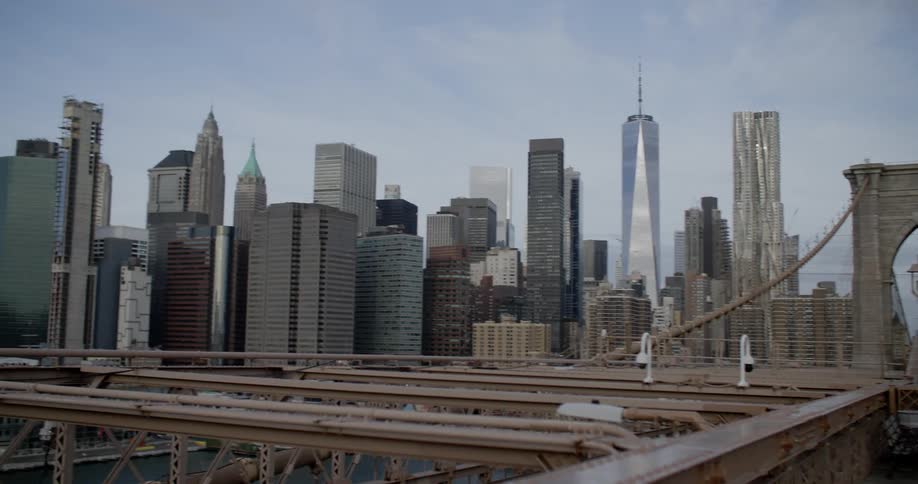 Brooklyn bridge skyline with skyscrapers