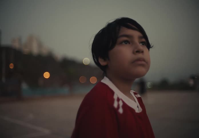 A boy is standing in the park