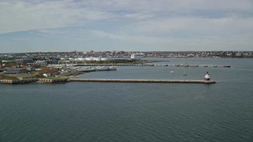 An aerial view of a rural communitys seashore