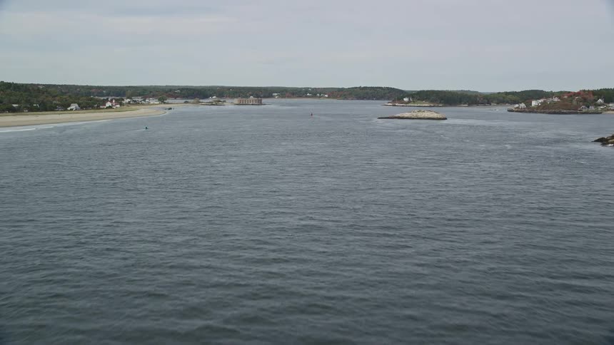 Small islands are in the river
