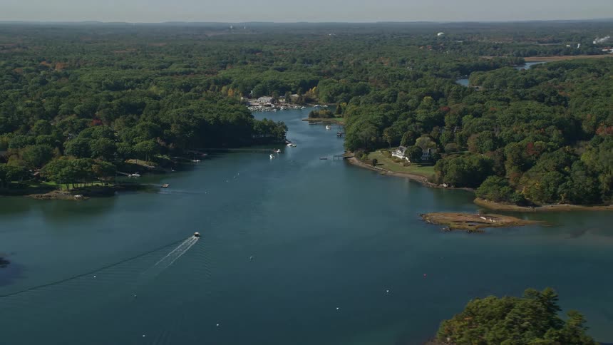 Aerial panorama of a seaside peninsula