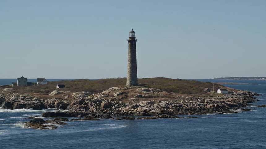 An old lighthouse on an island close to the city