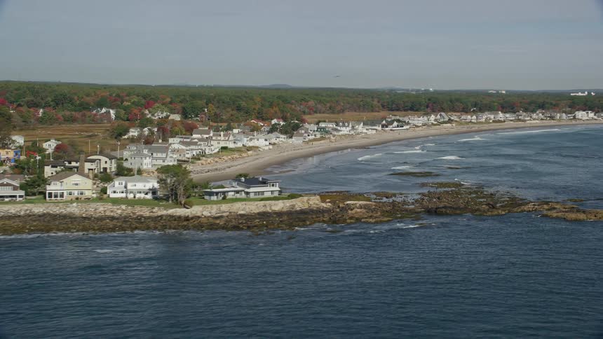 Aerial panorama of houses by the seaside