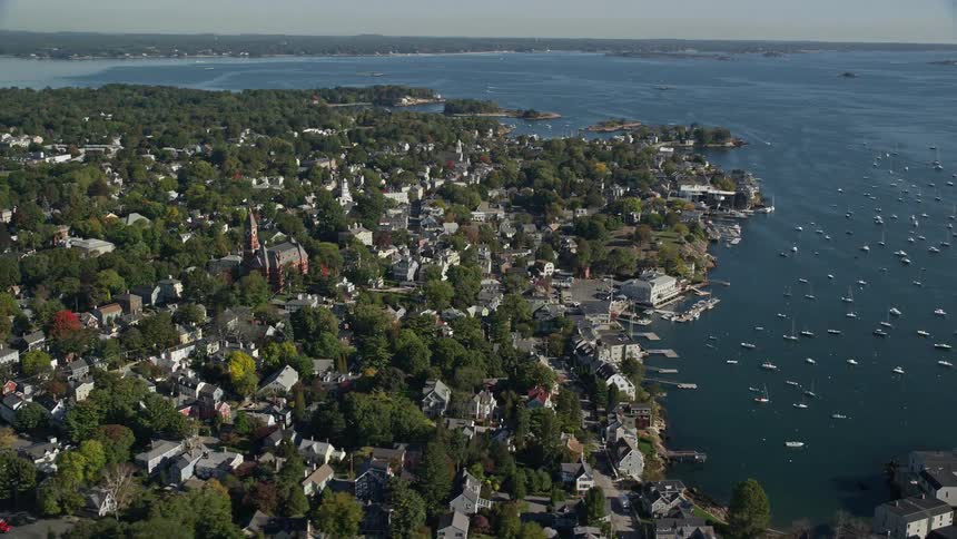 Urban city on a seaside peninsula