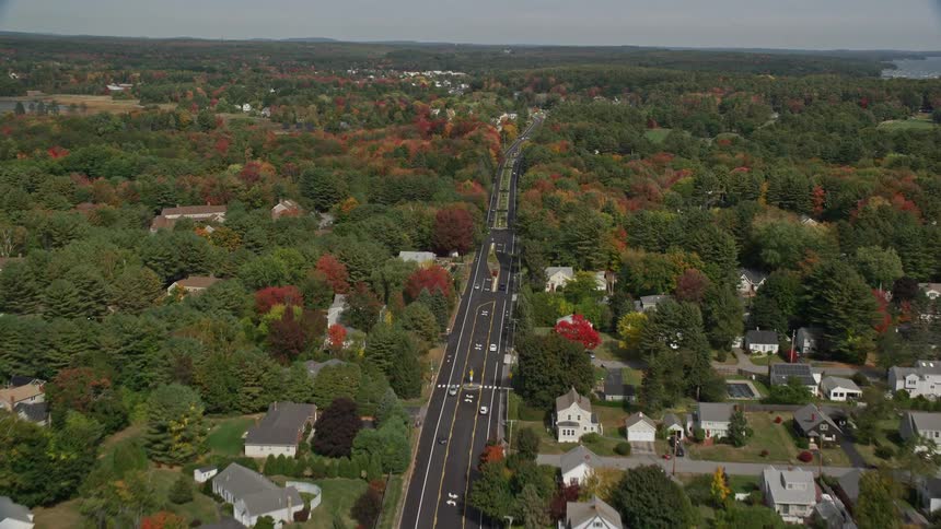 The road runs through the small town