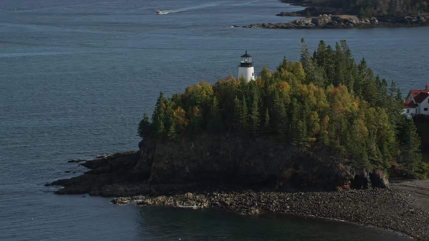 Aerial panorama of the sea coast with a tower