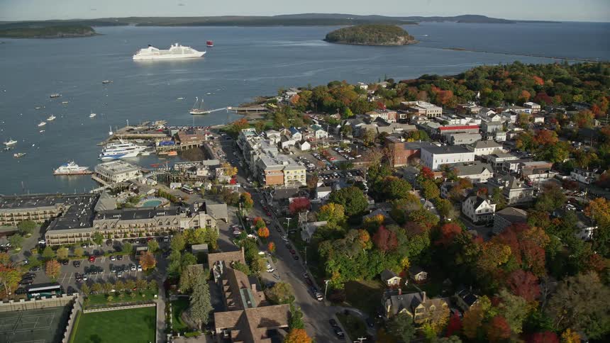 Aerial view of coastal town