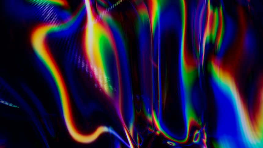 Holographic prism colors show as refraction on glass 3D animation