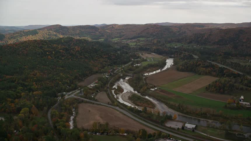 Aerial view of a river through the countryside