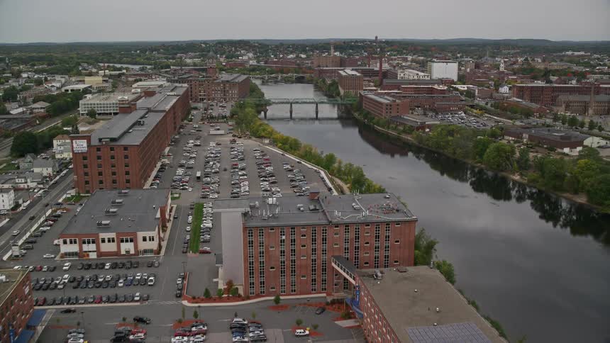 Skyline of a parking lot in an urban city during a cloudy day